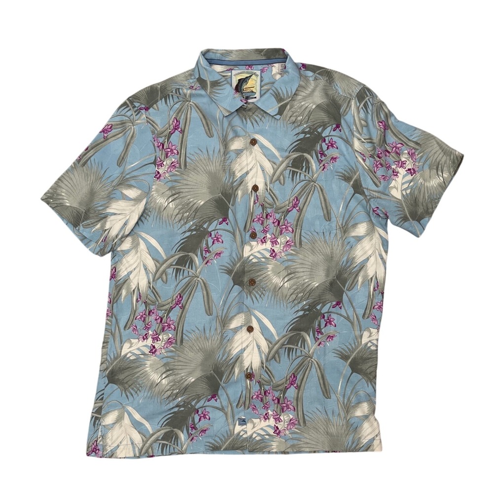 Tommy Bahama Floral Silk Blend Button Up Short Sleeve Shirt